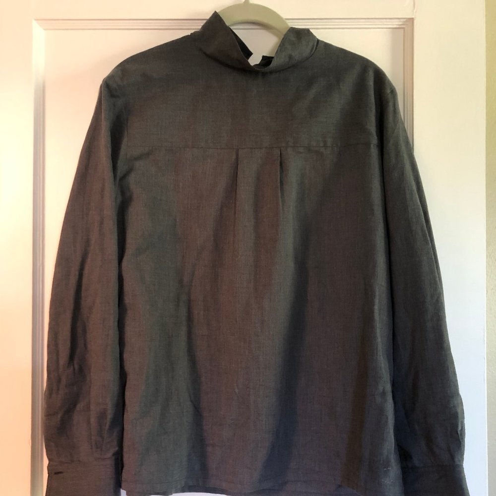 Atlantique Ascoli Mock Neck Grey Blouse